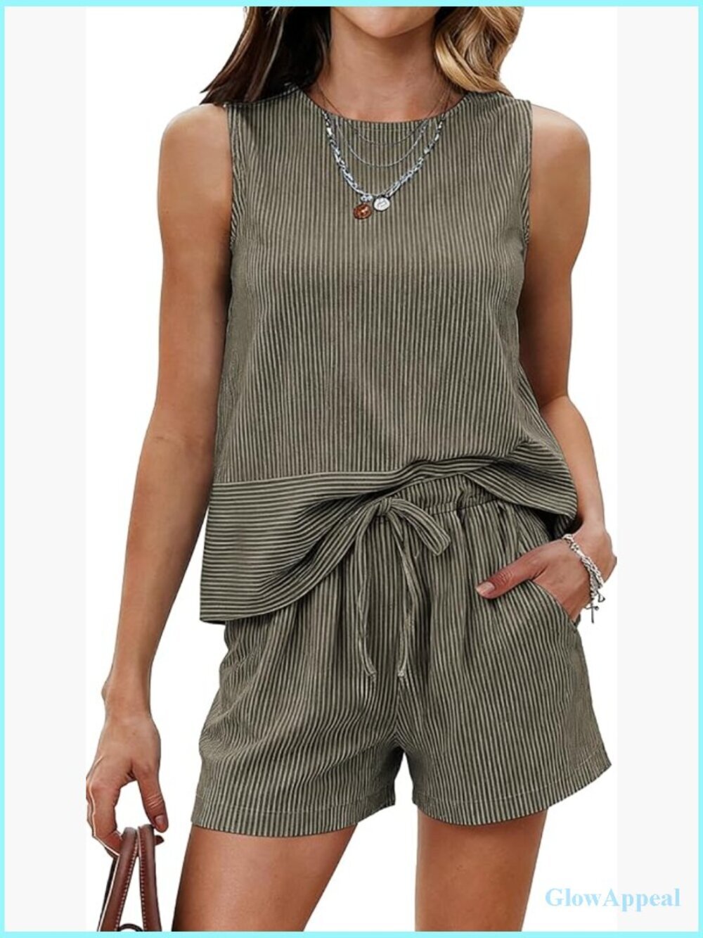 Two Piece Shorts Set Sleeveless Tank Top Casual Lounge Outfit S-XXL